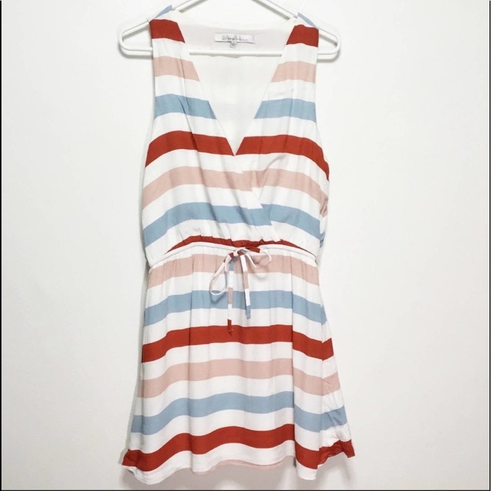 Lovers + Friends Sleeveless V-Neck Stripped Dress